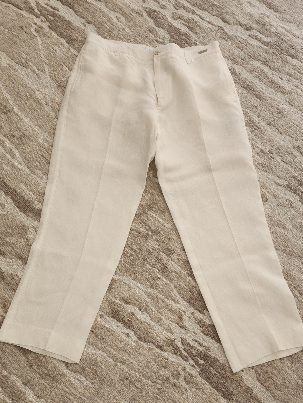 Salvatore Ferragamo Cream Dress Pants LINEN - Tailored Front Crease